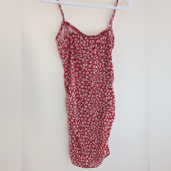 NWT CBR Floral Red Mini Ruched Dress Adjustable Straps Size S - Picture 3 of 5